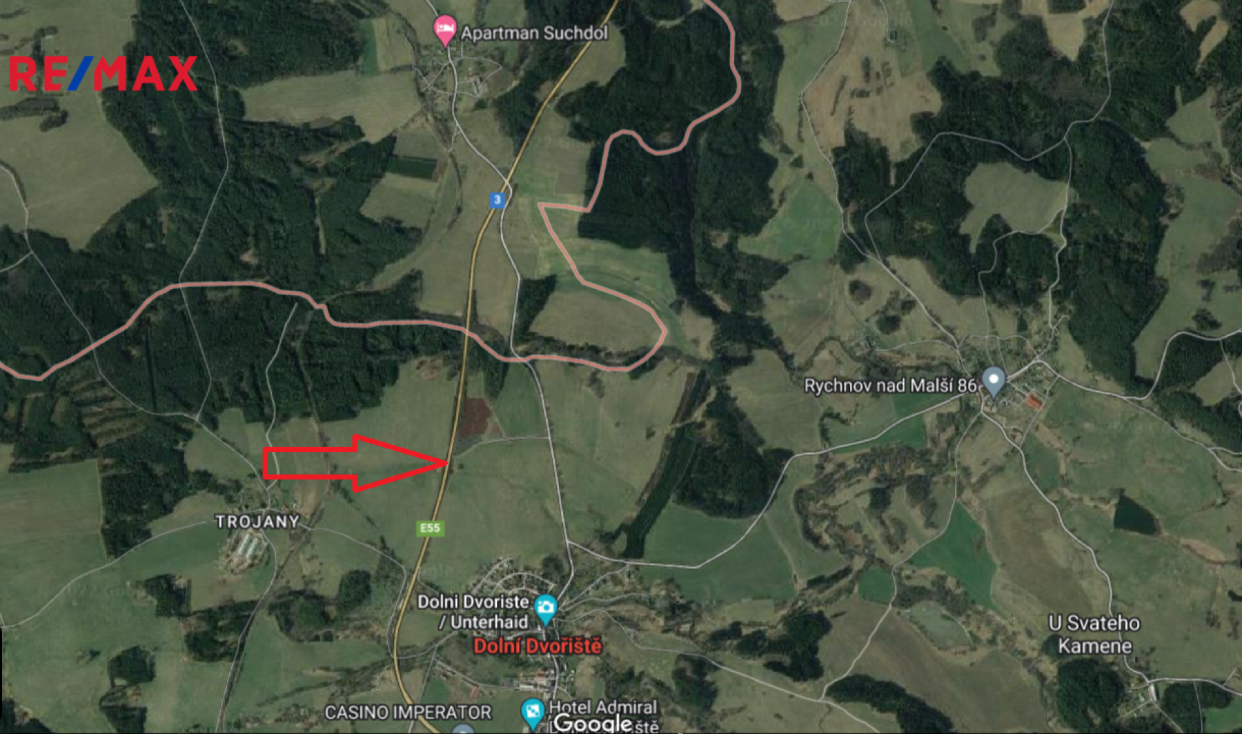 Tři pozemky o celkové výměře 36 004 m2, Dolní Dvořiště