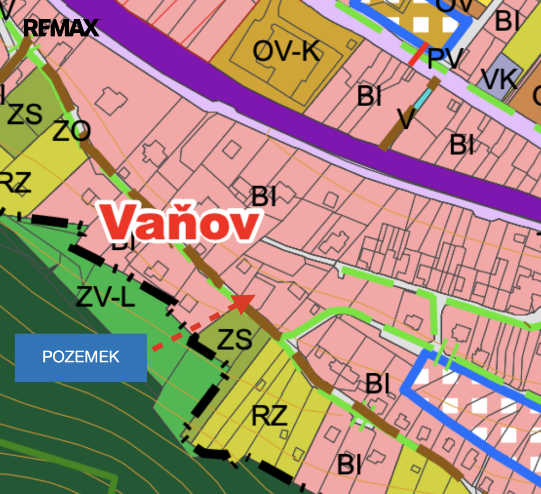 Prodej stavebního pozemku 907m2 Vaňov, Ústí nad Labem