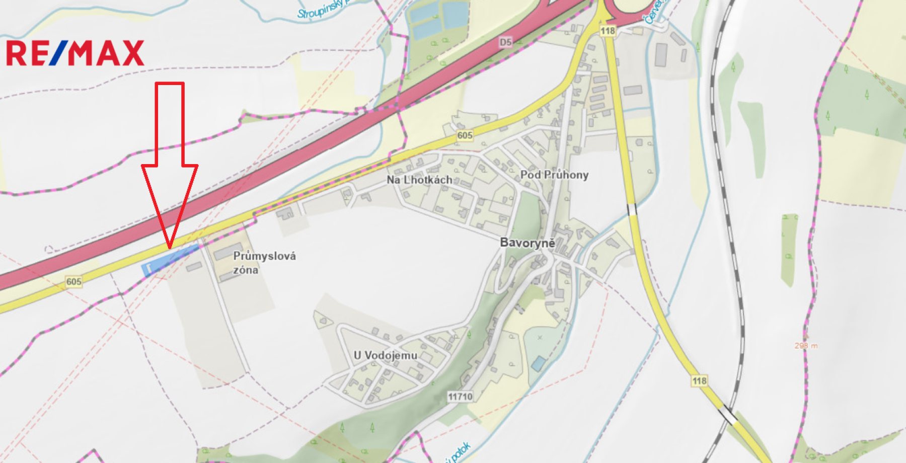 Prodej komerčního pozemku 3797 m2 u dálnice D5, Beroun - Chlustina