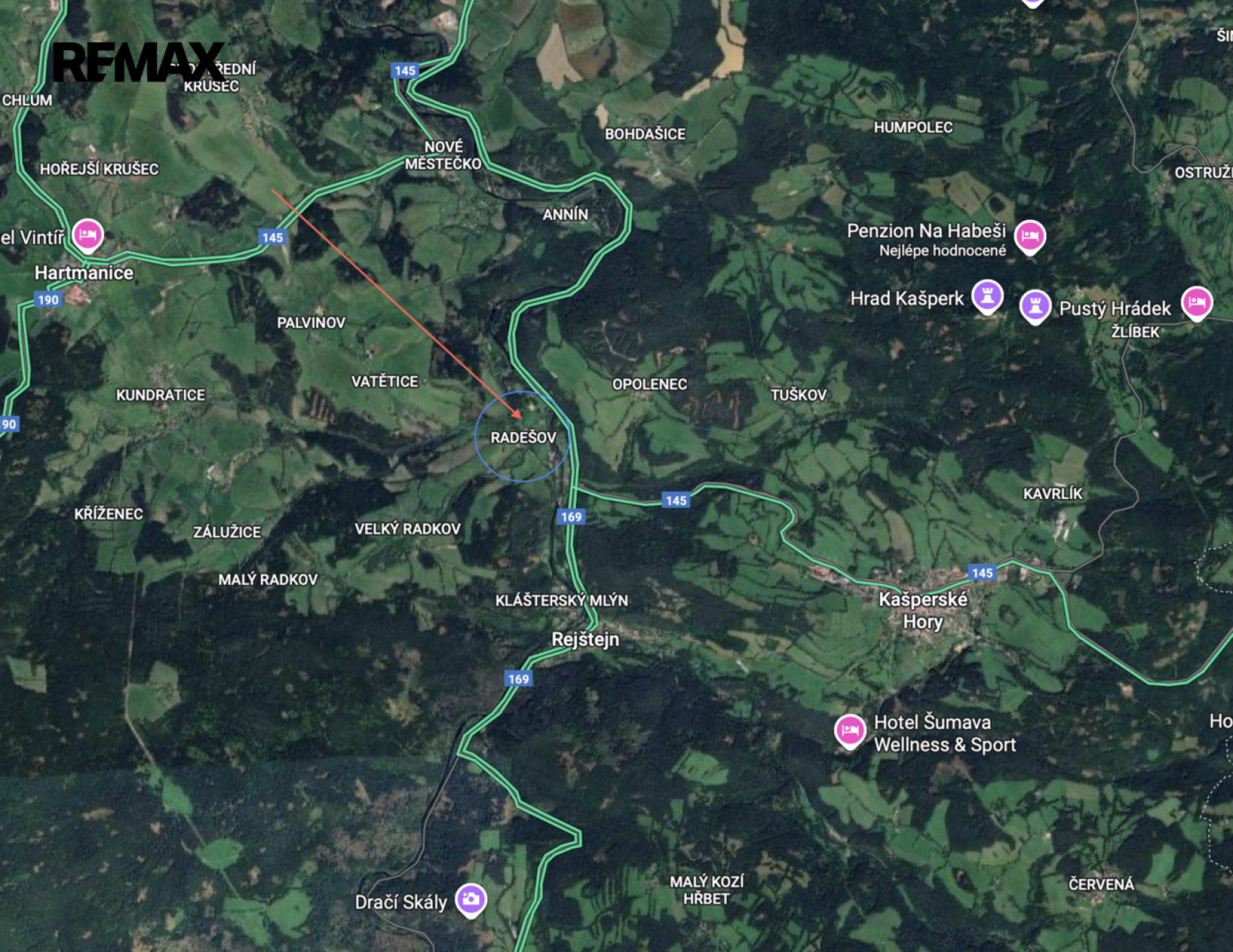 Prodej stavebního pozemku 4 413 m2 s povolením – Radešov u Sušice