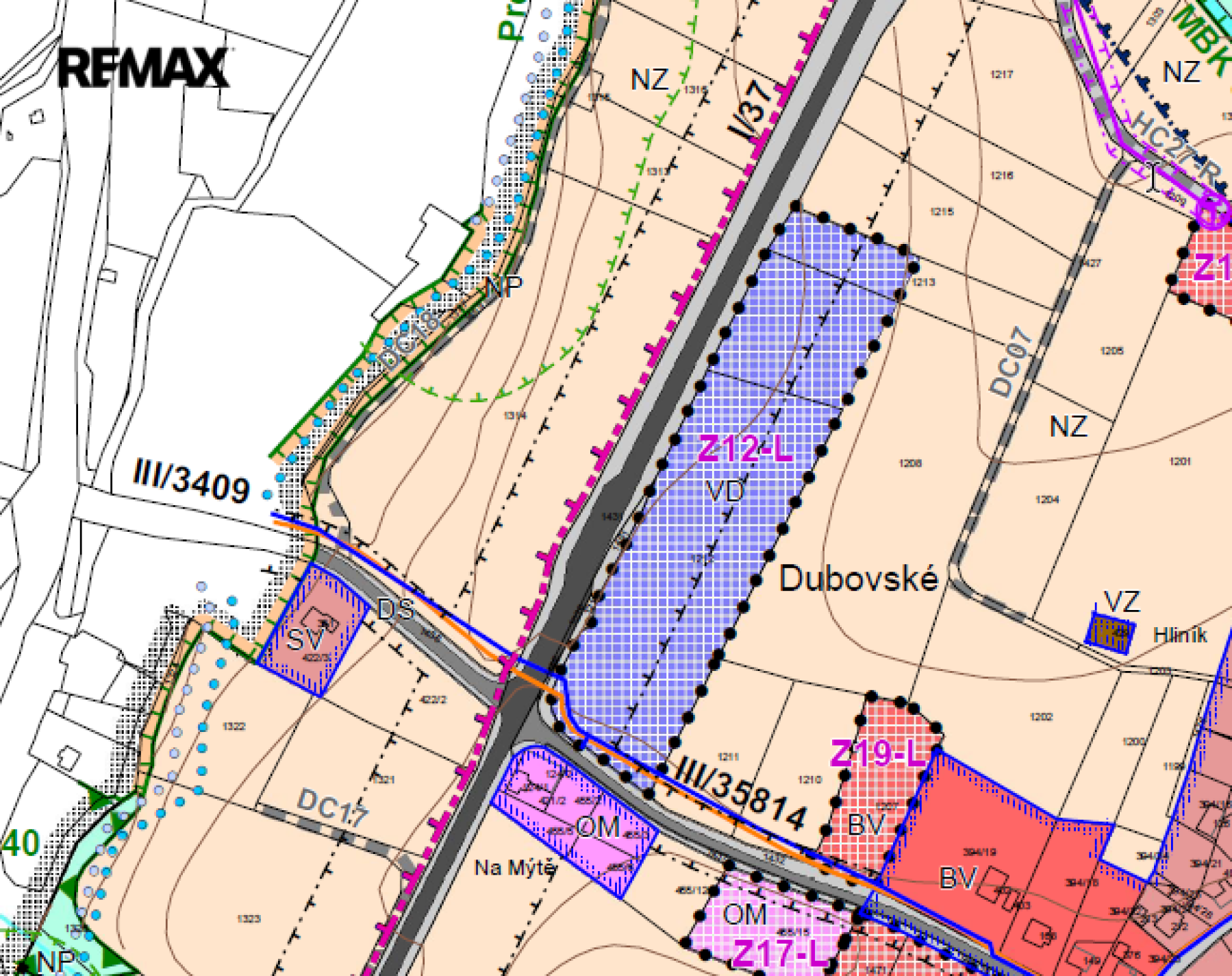Pozemek 12 804 m² pro komerční výstavbu u obce Lukavice u hlavní silnice I. třídy