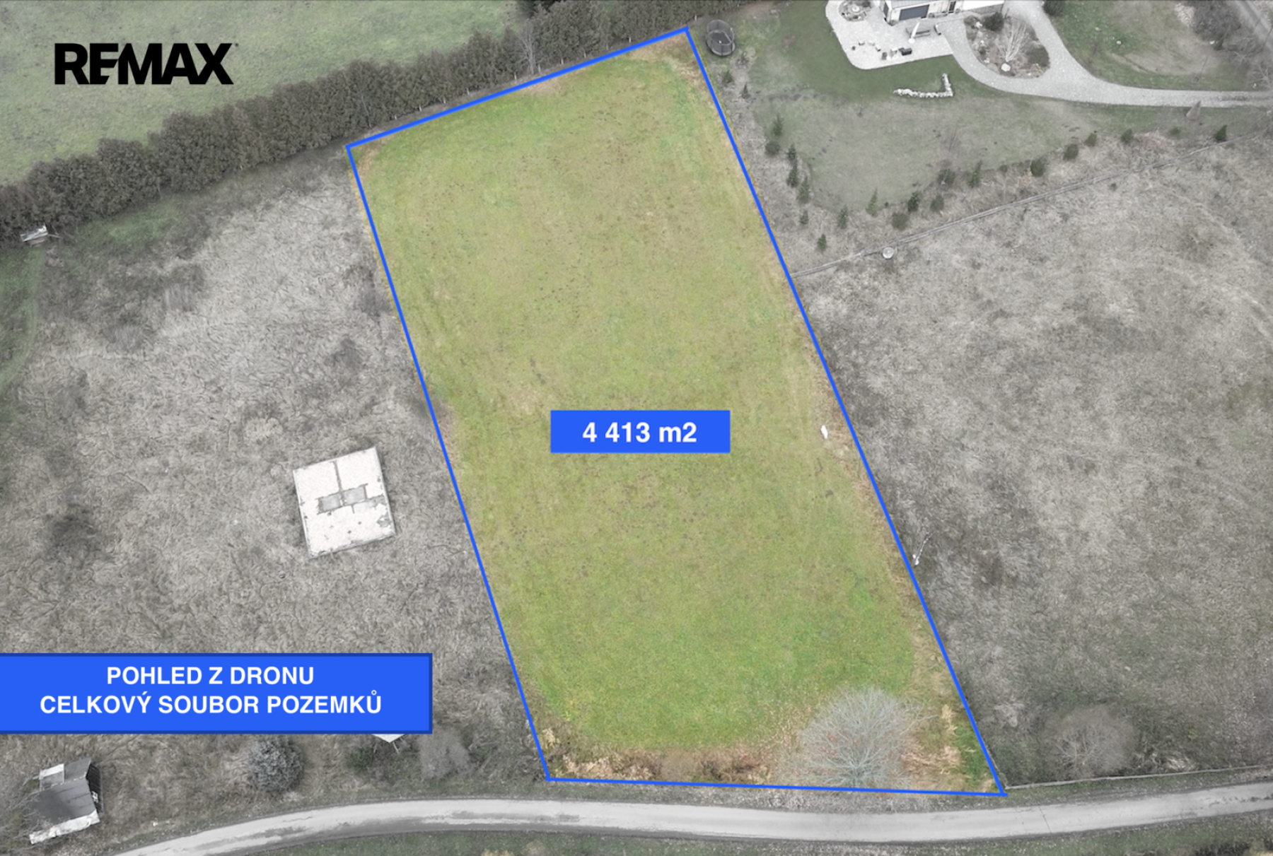 Prodej stavebního pozemku 4 413 m2 s povolením – Radešov u Sušice